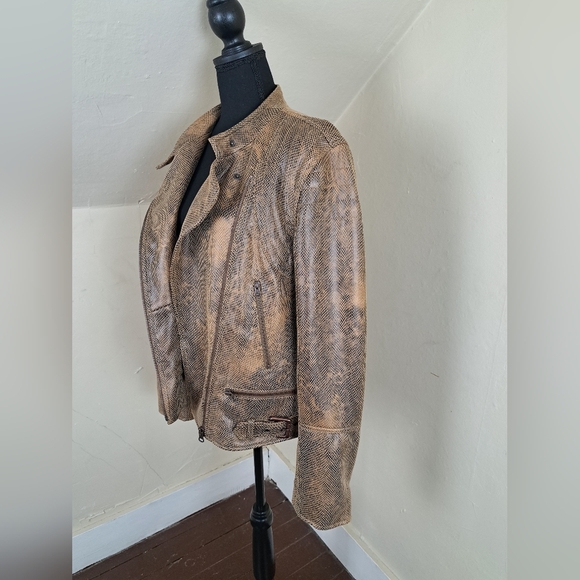 Free People Women's Faux Leather Fenix Snakeskin Moto Jacket Size XL - Picture 8 of 16